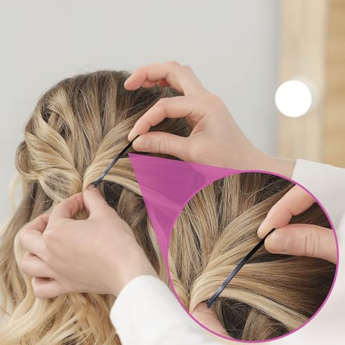 Incinkod 12 Pcs Curved Bobby Pins 3.35 Inch Large Non Slip Metal Hair Pins for Thick and Fine Hair, Black