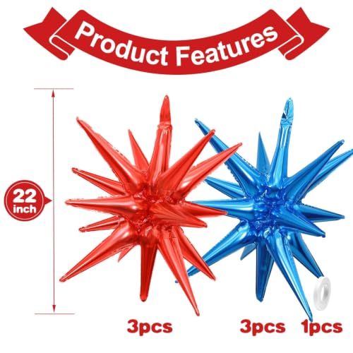 6 Pcs 22 Inch Star Foil Balloons for Birthday & Graduation Decor