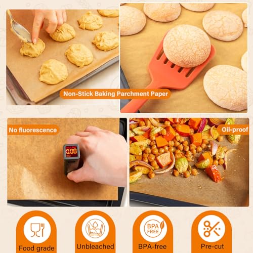 100PCS Unbleached Parchment Paper Sheets, 9x13 Inches - Non-Stick Baking Sheets for Air Fryer & Oven