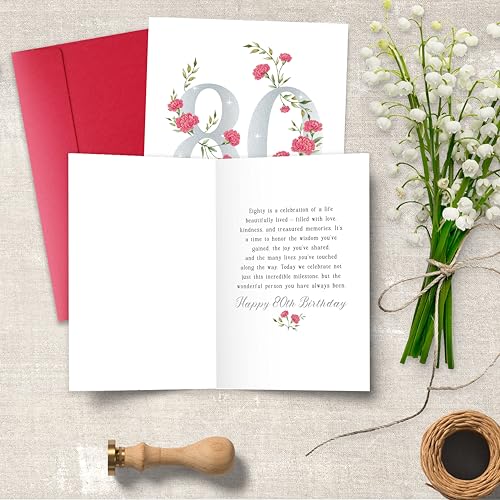 Elegant 80th Birthday Card for Men & Women - Thoughtful Gift