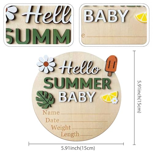 Hello World Baby Announcement Sign - 5.9 Inch Wooden Keepsake