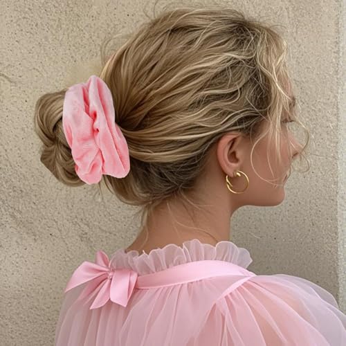 ANBALA 12Pcs Velvet Hair Scrunchies Pink and Green Witch Hair Ties