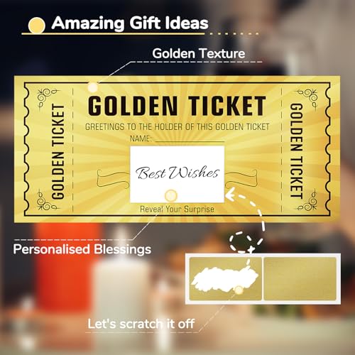 Golden Ticket Surprise Scratch Off Cards - 2 Pcs Gift Reveal Set