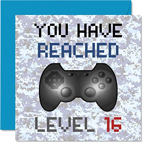 Gamer Birthday Card - You Have Reached Level 16 | Fun Video Game Design