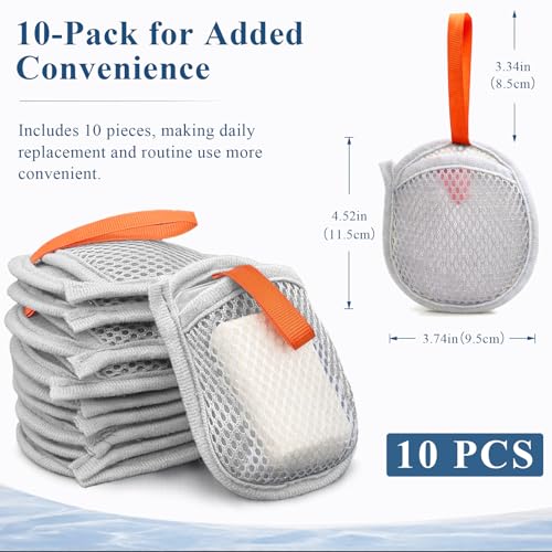 10 Pack Exfoliating Soap Saver Bags, Dual Texture Mesh Soap Pouch
