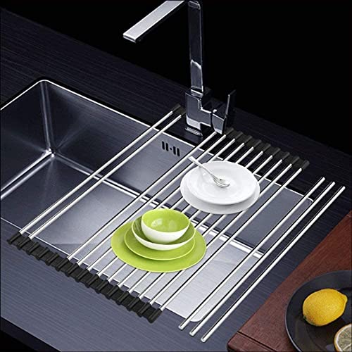 Roll-Up Dish Drying Rack - 17.7" x 11.2" Stainless Steel Over-Sink Mat