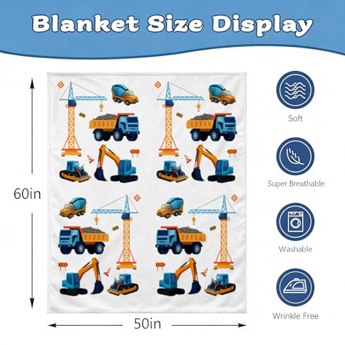 Monster Trucks Fleece Throw Blanket for Kids, Soft 50"x60" Bedding