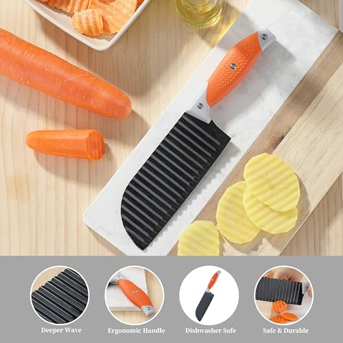 VITUER Crinkle Cutter for Vegetables, Stainless Steel Wave Slicer