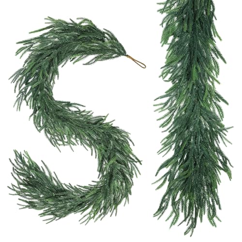 Artificial Norfolk Pine Garland 9FT - 2 Pack Christmas Greenery for Mantle and Decor