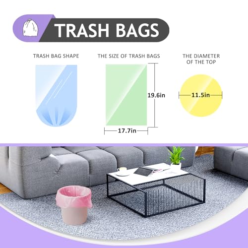 Teivio 4 Gallon Small Trash Bags, Colorful Clear Garbage Liners, 150 Count
