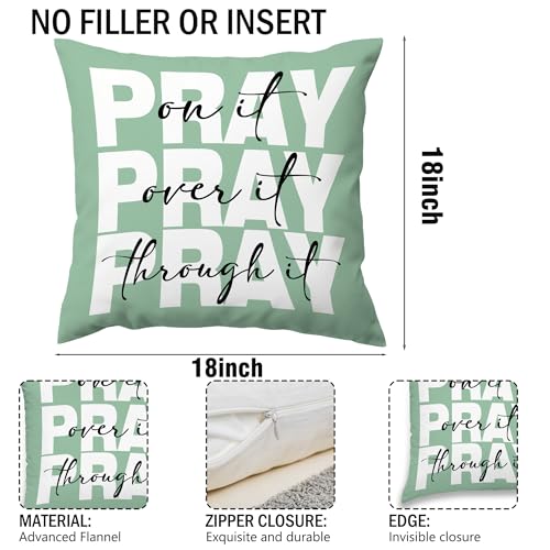 Sage Green Christian Scripture Throw Pillow Cover, 18x23in Bible Verse Decor