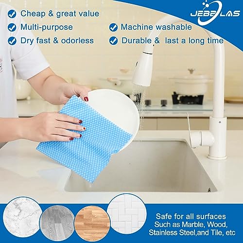 JEBBLAS Reusable Cleaning Towels - 50 Pack Blue, 13.8" x 15.8"