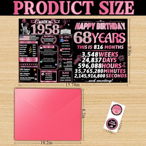 68th Birthday Card for Women - Nostalgic Gift for Mother & Wife