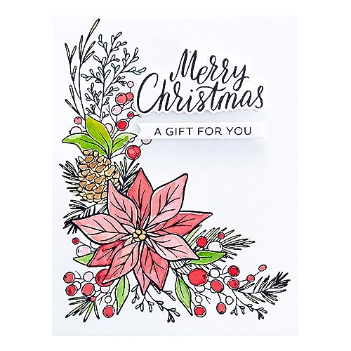 Letterpress Corner Die Set for Holiday Cardmaking - Poinsettia & Merry Christmas