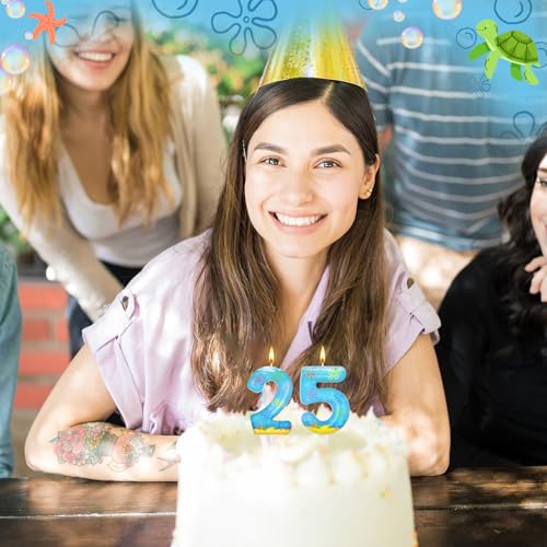 25th Birthday Number Candle with Cute Flower Cloud Design