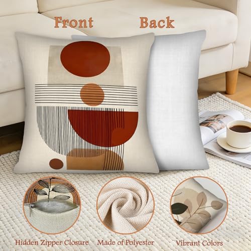 Pazzocenter Boho Throw Pillow Covers 18x18 Set of 4 - Terracotta Zt-118