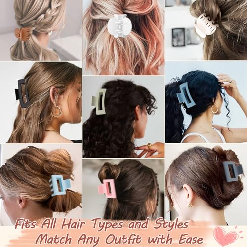 GlowMyst 9-Piece Matte Hair Claw Clips Set for Thick and Thin Hair