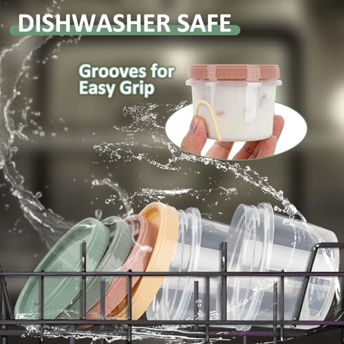 8 Oz Small Food Containers with Lids - 4 Pack, Twist Top, 4 Colors