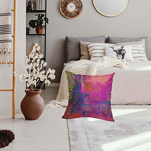 HOSNYE Abstract Art Throw Pillow Cover, Decorative Cotton Linen Cushion Case