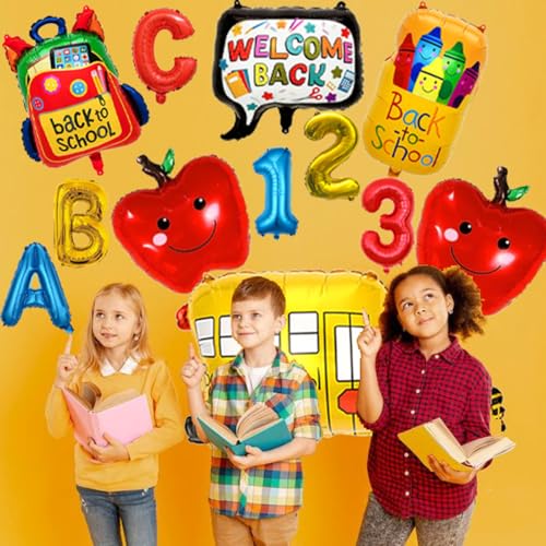 12Pcs Back to School Balloons Set | Welcome & First Day Decorations