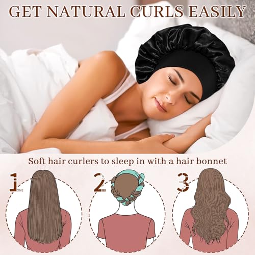AWAYTR Velvet Heatless Hair Curler Set - Overnight Waves with Satin Bonnet & Scrunchies