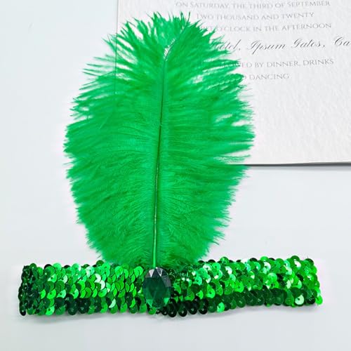 1920s Flapper Feather Headband Vintage Mardi Gras Headpiece