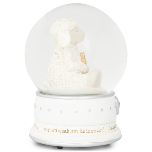 DEMDACO Peaceful White Lamb Musical 4 x 5.5 Glass Christmas Decorative Tabletop Snow Water Globe