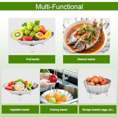 Stainless Steel Vegetable Steamer Basket - Foldable Insert for Pots