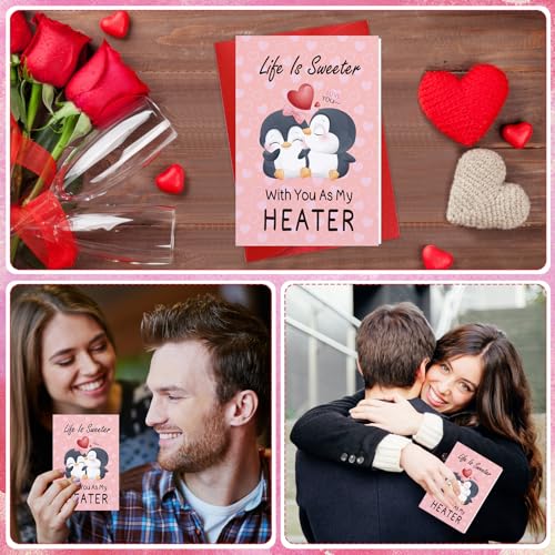 FLYAB Penguin Valentines Day Card with Envelope - 4x6 Cute Design