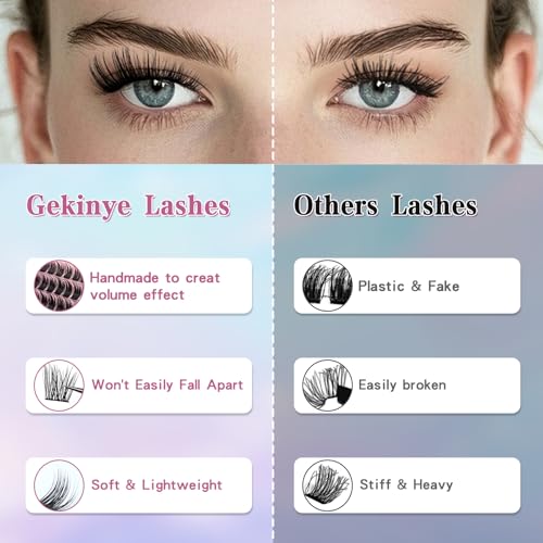 Gekinye Wispy Lash Clusters 120pcs - Natural Faux Mink Individual Eyelashes