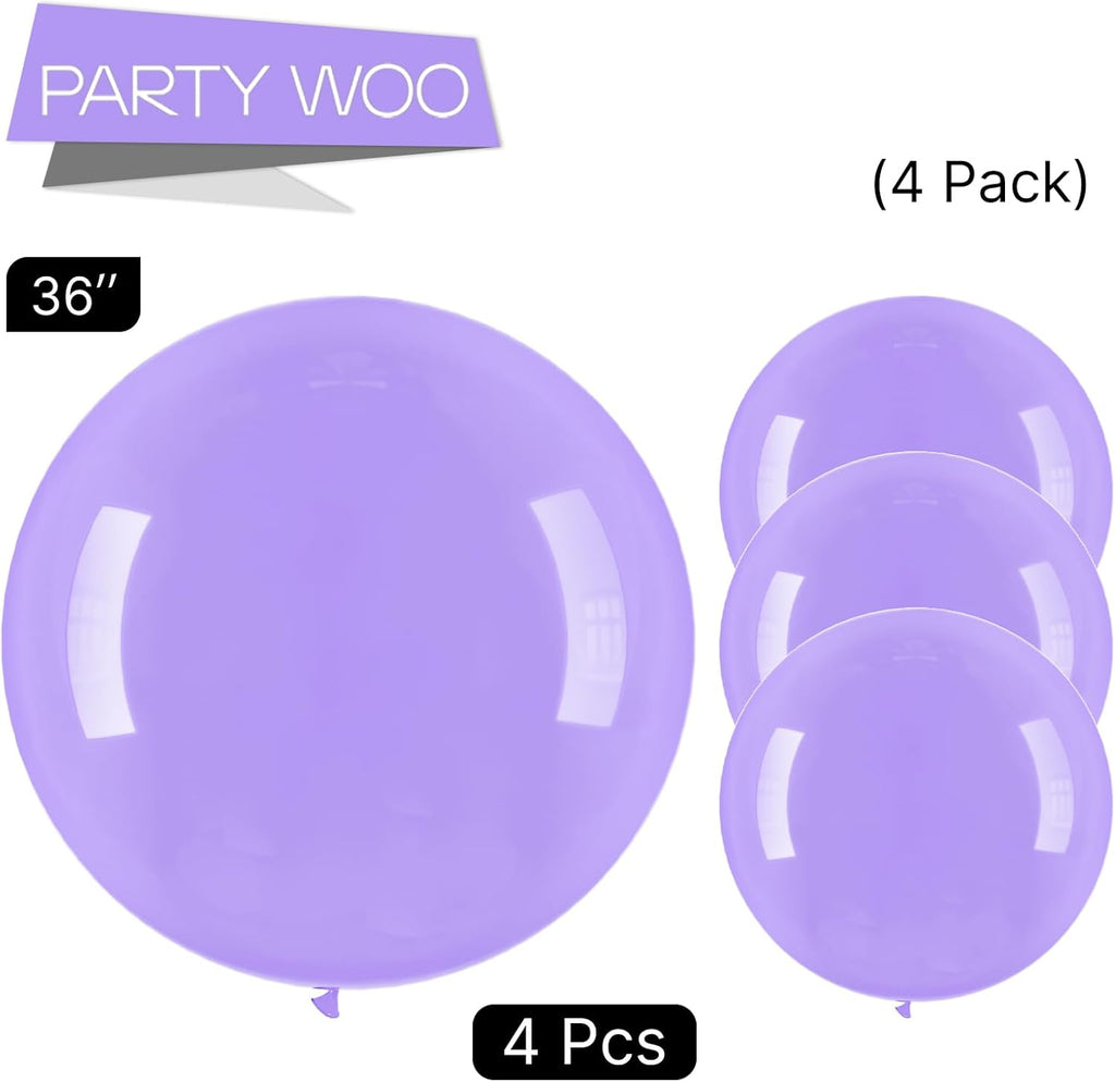 PartyWoo Lavender Balloons - 36 Inch Light Pastel Purple Latex Helium Balloons for Celebrations