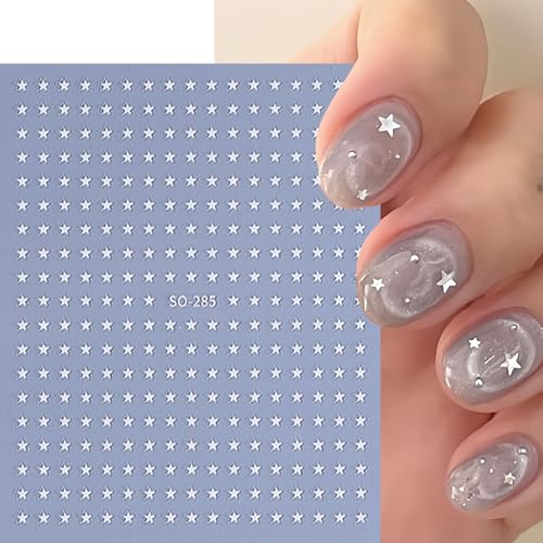 Star Nail Stickers 3D Self-Adhesive Celestial Nail Decals 8 Sheets