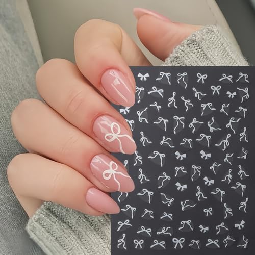 8 Sheets 3D Colorful Bow Nail Art Stickers Self-Adhesive Bow-Knot Decals