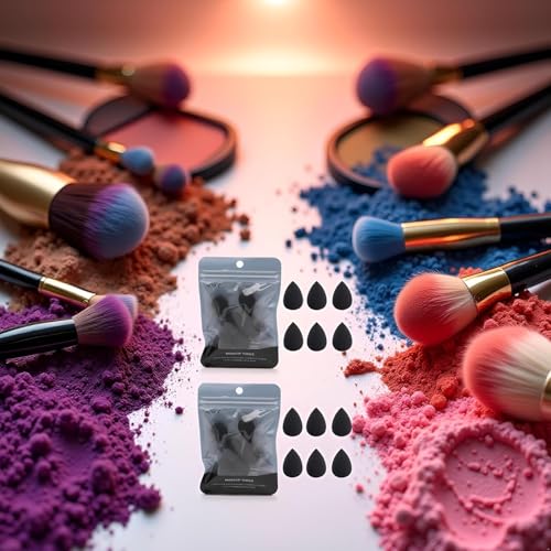 12 Pcs Mini Makeup Sponge Set - Soft Black Beauty Sponges for Foundation & Concealer