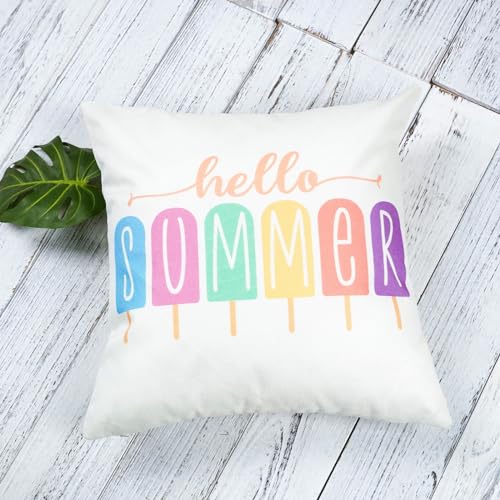 ONWAY Summer Outdoor Pillow Covers 20x20 (Pack of 2) - Watercolor Ice Cream Design