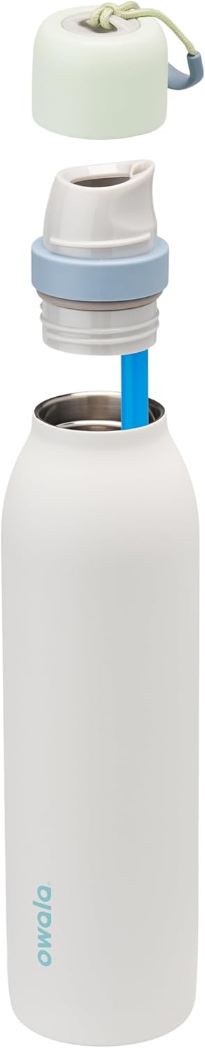 Owala FreeSip Twist Insulated Stainless Steel Water Bottle - BPA-Free, 24 oz, Green/White (Iced Breeze) for Sports & Travel
