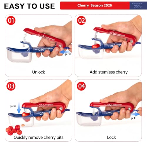 Makmzoon Stainless Steel Cherry Pitter Tool with Splash Guard