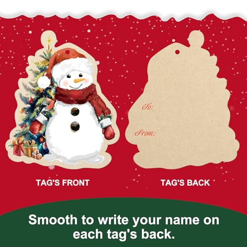 Christmas Gift Tags with String - Santa Design, 60 Pcs, Shape Variation