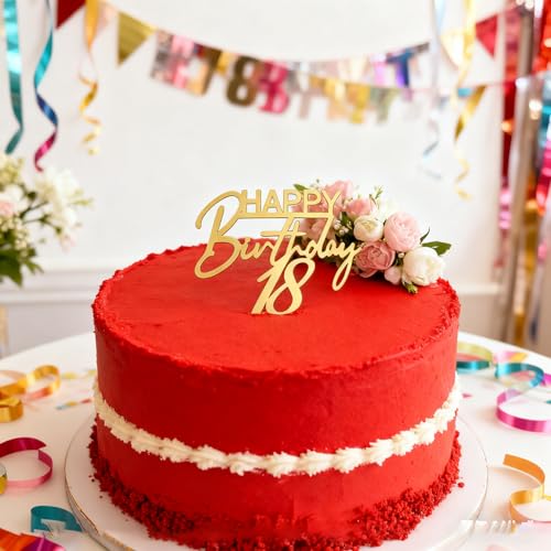 Elegant Gold Acrylic '18' Cake Topper for Birthdays & Anniversaries