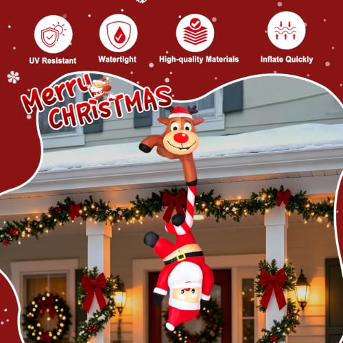 7.2ft Inflatable Christmas Santa Claus with Reindeer & LED Lights - Indoor Outdoor Holiday Decor