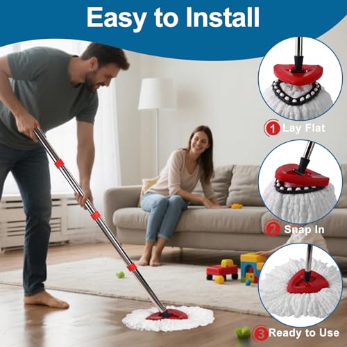 Jikefa 4 Pack Mop Head Replacement Compatible with Vileda Microfiber Spin 1-Tank System