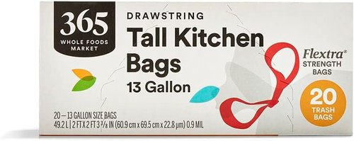 365 by Whole Foods Market Flextra Strength Tall Kitchen Trash Bags - 13 Gallon, 20 Count
