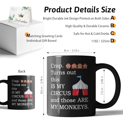 Funny Monkeys Circus Mug - Humorous Office & Parenting Tea Cup Gift