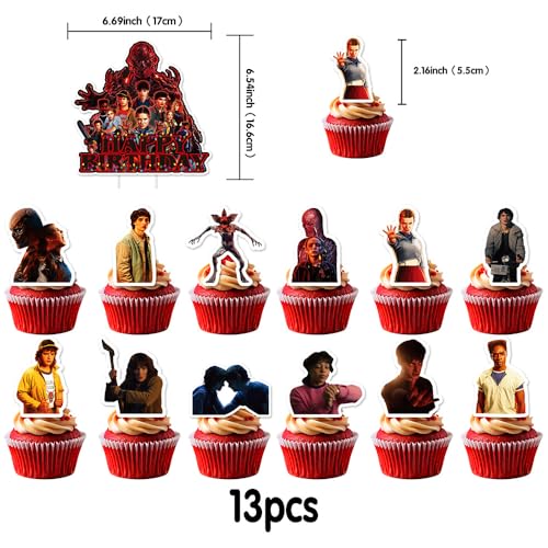 Stranger Things Movie Theme Cake Decoration Set - Red-1