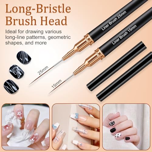 vivinin 7PCS Metallic Nail Art Brushes Set - Ultra Fine Liner & Detail Pens for Gel Polish