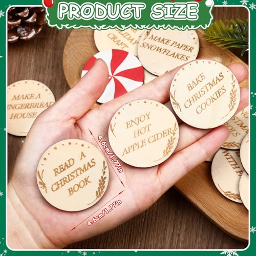 Jansun 25-Piece Wooden Christmas Countdown Tokens Set