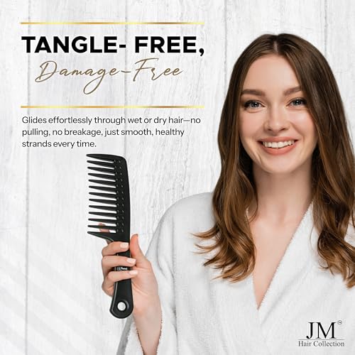 JM Hair Collection Wide Tooth Detangling Comb for Curly Hair