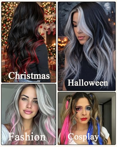 Eravauly Red Clip In Hair Extensions 22 Inch 12 PCS Synthetic Hair Highlights
