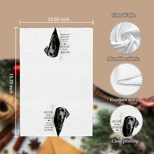 Funny Black Labrador Hand Towels Set of 2 - 16x24 Inches