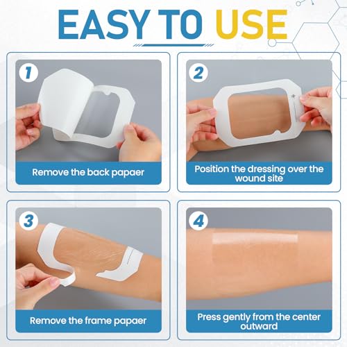40 Packs Transparent Film Dressing 4" x 4.75", Waterproof Bandages for Wounds, Wound Dressing for Shower or IV Shield, Tattoo Aftercare Bandage, Clear Bandages for Wound Care